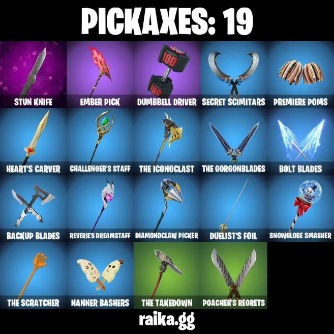 14 skins | Fancy Peter Griffin | Burning Ambition Valeria | Old Snake | Underground Jones | Shock Brawler Oscar | A3694