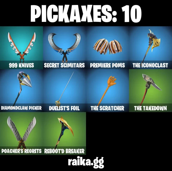 12 skins | Peter Griffin | Valeria | Slayer Juice WRLD | Hope | Nisha | Oscar | Trailblazer Tai | Vengeance Jones | A3757