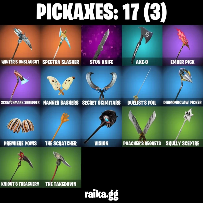 23 skins | Skull Trooper | Peter Griffin | Harbinger Armor Omegarok | Knight's Helm | Burning Ambition Valeria | A3963