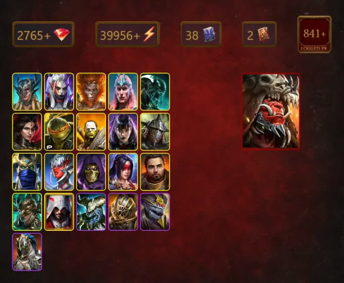 [STARTER]Ash'nar Dragonsoul+Tatsu+Scyl+Visix+Wukong+Loki+Xenomorph+Adelyn+Michelangelo+Artak+Alice+Rathalos+41Epics