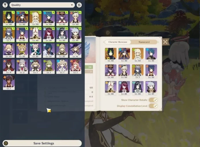 ASIA|AR34|Starter|1Limited+21(*4Character)|Lauma,Mona,Tighnari|Low Explore Map|Reoni On|McFeMale|TakeMail|Check(GI6339)