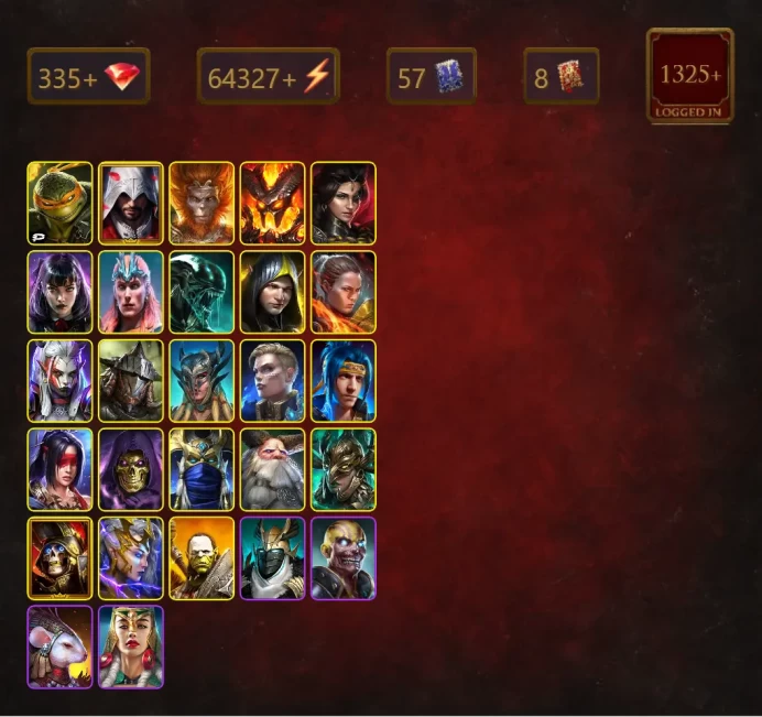[STARTER]Ninja+Tatsu+Michelangelo+Ezio Auditore+Wukong+Drexthar+Adelyn+Alice+Loki+Xenomorph+Aleksandr+Ronda+Visix+61Epics