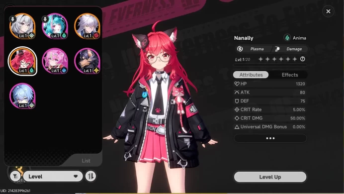 NA HL3|Limited Nanally + 2 Team (Baicang + Nanally)|3 SSR Total(Nanally,Baiang, Selector)+4 SR|Selector ON|Log  Email|SS(NTE729)
