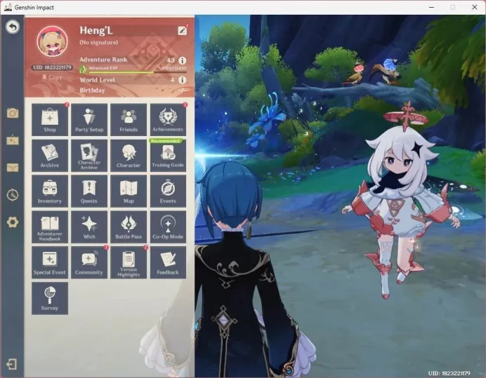 ASIA|AR 43|Starter|1 Limited + 21Bintang 4 karakter|Nefer,Diluc,Mizuki,Dehya|Eksplor Sedikit|MC Female|GI174B