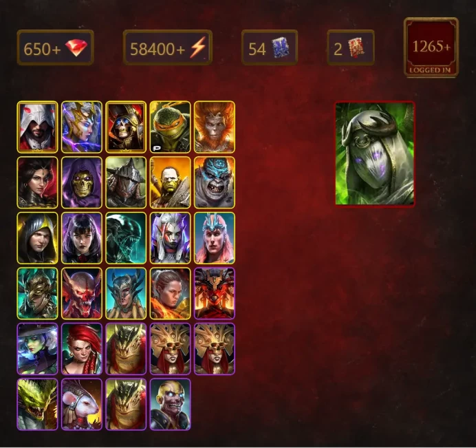 [STARTER]Theodosia+Klaazag Keyhulk+Ezio Auditore+Deliana+Deathknight+Michelangelo+Wukong+Adelyn+Skeletor+Rathalos+Artak+59Epics