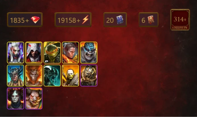 [STARTER]Trunda+Klaazag Keyhulk+Visix+Ezio Auditore+Michelangelo+Ronda+Scyl+Wukong+Xenomorph+Artak+Skytouched Shaman+25Epics