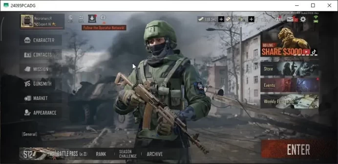 MOBILE Lv30|SV 26M|CV 21M| Peace Set | AKM SS, AKS-74U QS, AK12 GM, MP5 Forest, M110 Speed SQB|CN ON|Infinite|(AB3130)
