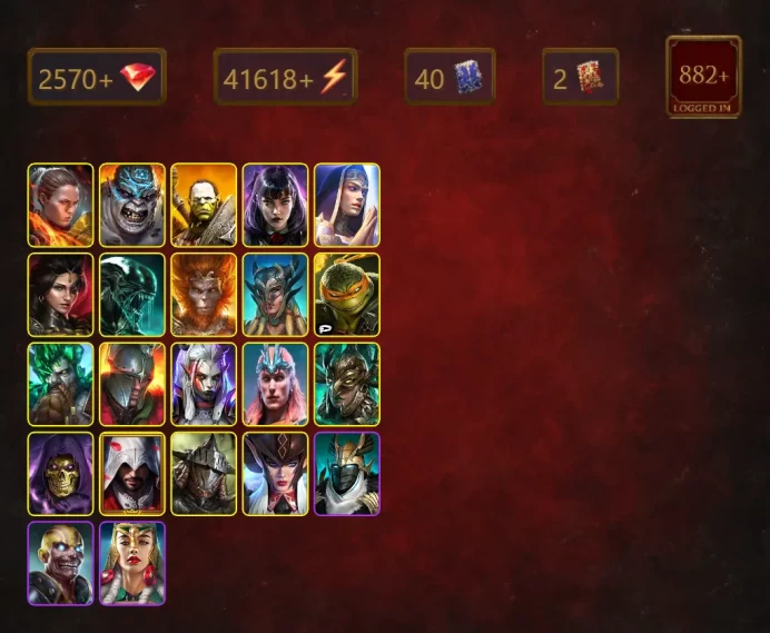 [STARTER]Martyr+Klaazag Keyhulk+Ronda+Artak+Alice+Adelyn+Xenomorph+Wukong+Scyl+Michelangelo+Samar Gemcursed+49Epics