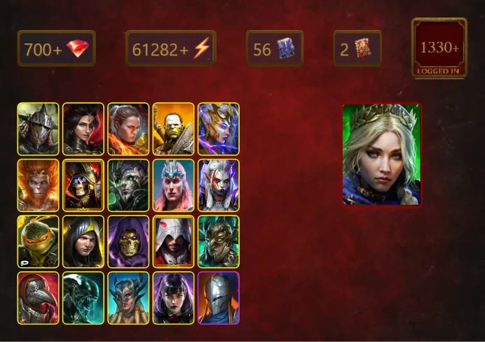 [STARTER]Odin+Joan the Luminant+Rathalos+Adelyn+Ronda+Artak+Deliana+Wukong+Deathknight+Noct The Paralyzer+Loki+56Epics