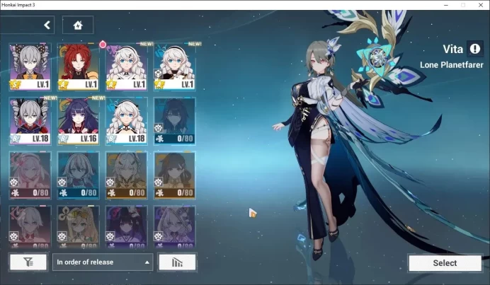 SEA|Lv 80|10741 Crystal|[Rita MissS,Vita LoneP] Full Set 4/4,[Bronya Silverwing,Kiana HotV] 1/4,Elysa,etc|Take Mail|HI878