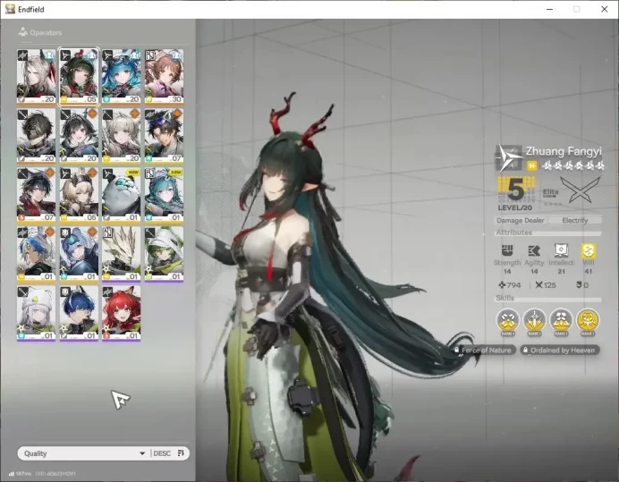 NA/EU|Lv25|4 SSR(1Limited)+8(*6WEP)|[Zhuang Fangyi],Ardelia+Sign|Gryphlink|Selector OP+Weapon|TakeMail|Check(END1926)