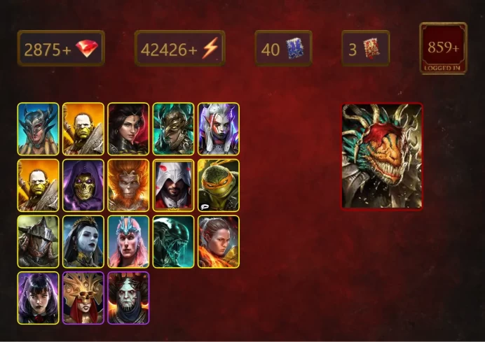 [STARTER]Lazarius+Sanguine Maria+Scyl+Artak+Adelyn+Leminisi the Gold-Wing+Visix+Artak+Skeletor+Wukong+Ezio Auditore+43Epics