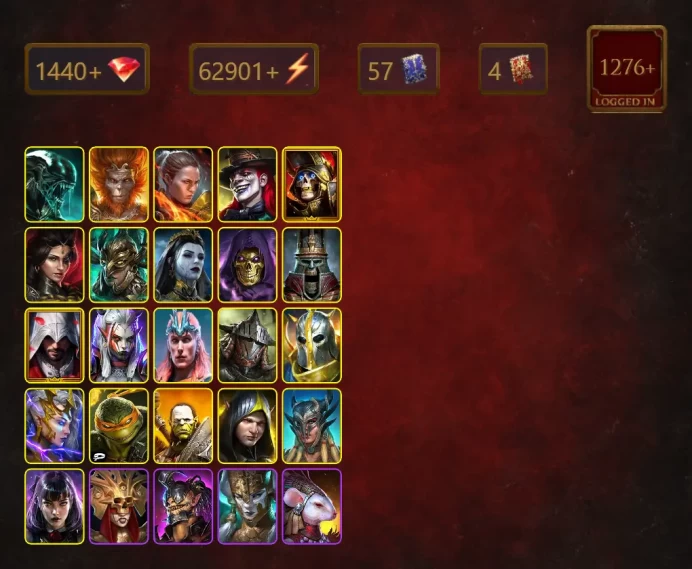 [STARTER]Georgid+Sanguine Maria+Giath the Truthshield+Xenomorph+Wukong+Ronda+Mad Hatter+Deathknight+Adelyn+63Epics