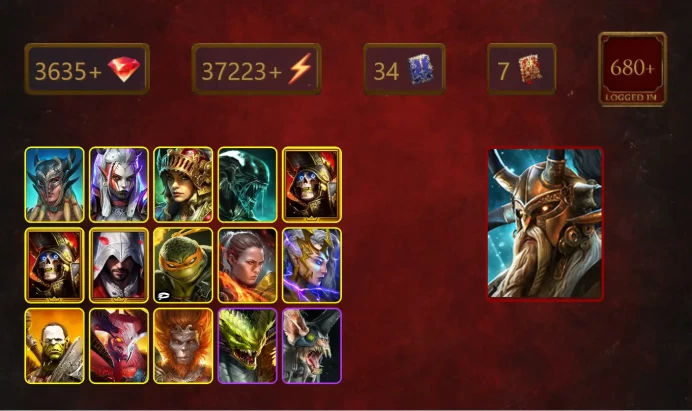 [STARTER]Alaz+Cecilia the Red Hope+Scyl+Visix+Xenomorph+Deathknight+Deathknight+Ezio Auditore+Michelangelo+Ronda+Deliana+29Epics