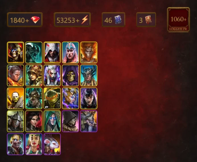 [STARTER]Bad-el-Kazar+Cecilia the Red Hope+Deathknight+Xenomorph+Ezio Auditore+Loki+Wukong+Ronda+Visix+Skeletor+Scyl+51Epics