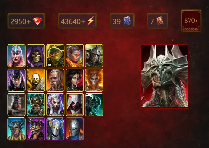 [STARTER]Taras+Blood Marchioness Mina+Loki+Skeletor+Michelangelo+Ronda+Rathalos+Alice+Artak+Adelyn+Wukong+Timit the Fool+46Epics