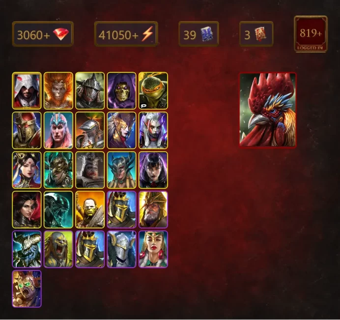 [STARTER]Galleus Bloodcrest+Keberon the Underflame+Ezio Auditore+Wukong+Rathalos+Skeletor+Michelangelo+Loki+44Epics