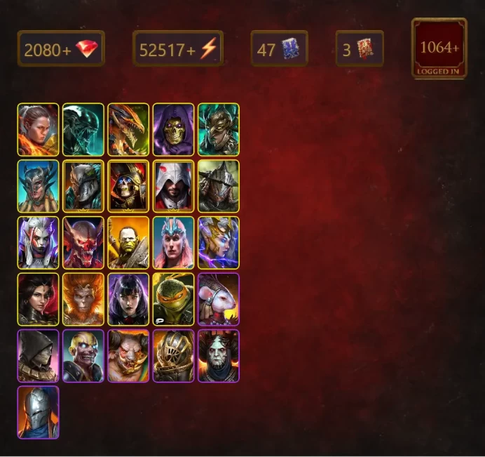 [STARTER]Chaagur+Bayek+Ronda+Xenomorph+Skeletor+Leminisi the Gold-Wing+Scyl+Staltus+Deathknight+Ezio Auditore+Rathalos+52Epics