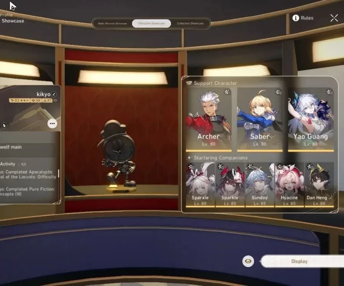 Asia|TL 69|Sparxie Prem Team|12 Limited|[Yao Guang,Sunday,Saber,Hyacine,Archer E1]+Sign,Huohuo|Take Mail|Check SS(HSR6892)