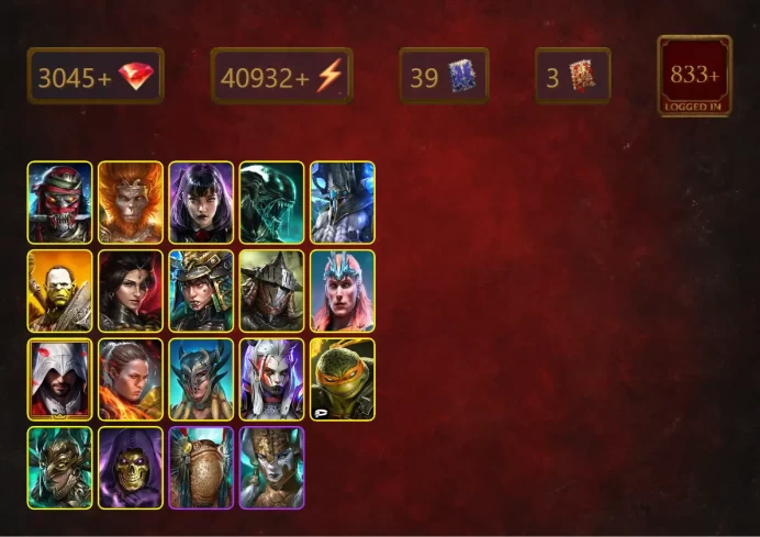 [STARTER]Harima+Bayek+Onryo Ieyasu+Wukong+Alice+Xenomorph+Tormin+Artak+Adelyn+Rathalos+Loki+Ezio Auditore+Ronda+Scyl+41Epics