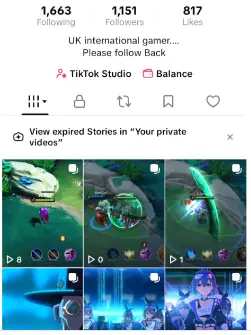 UK | 1.100 Real Followers | 800 Real likes| High engagement | Gaming Content |Live | Can Add Bio+ Link| Beta Monetized country| Auto-Delivery