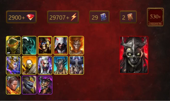 [STARTER]The Calamitus+Prince Kymar+Michelangelo+Xenomorph+Deathknight+Ezio Auditore+Wukong+Deliana+Artak+Visix+Scyl+25Epics