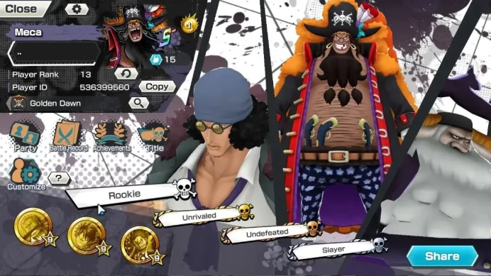 Global|7EX|T5E Saturn,G5 Luffy,HP C.Linlin,RO Zoro,TFE Marshall D.Teach,BP Kuzan,FZ Zephyr|Rank 13|Bandai|Check(OPBR2365)