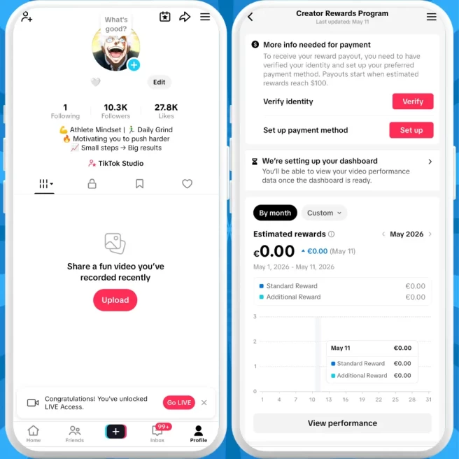 [Discounted] Germany Monetized Creator Rewards Program Account | 10K Authentic Followers & 27K Likes | Verified Screenshots + Instant Delivery