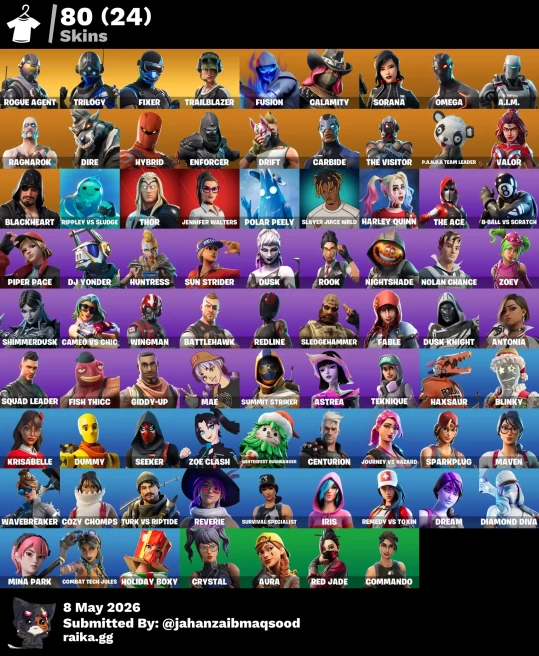 [PC/PSN/XBOX] 80Skins *17 Max styles*|Omega,Dift,Calamity,Harley Quinn,Ragnarok,Dusk,Astrea,Haxsaur,Dream.Iris |Full Access