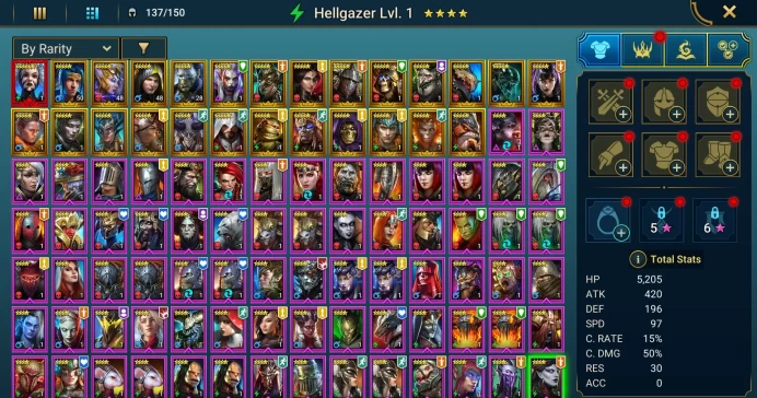 Starter with Mythical - Krixia : 94k energy / 64 mln coins / Prince Kymar, Var-Gall, Arix, Ninja + 20 Login Legendaries / Oboro