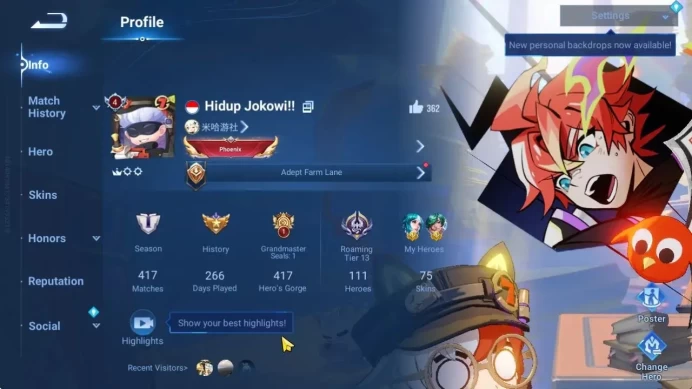 Hero111 Skin75|Luban(Blessed),Angela (Legend),Hou Yi(Sanxingdui),Gan&Mo(GM),Arli(Fox Spirit),Etc|Infinite|HOK1992