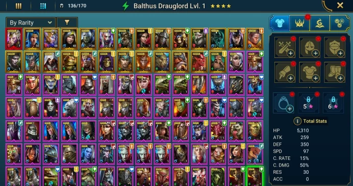 Starter with Mythical - Galathir : 93k energy / 56 mln coins / Tomb Lord, Lord Shazar, Arix, Ninja + 20 Login Legendaries