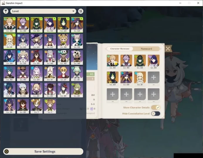 Asia|AR 45|4 Limit +26(*4Character)|Varka,Raiden,Durin,Nefer|MC Female|Low Explore Map|Reuni On|TakeMail|(GI6351)