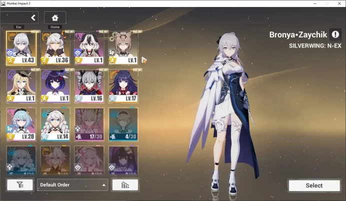 SEA Lvl 46|Starter|1 Full Set|Bronya Silverwing N-EX 4/4,Kiana Hotv,Pardofelis,Raiden Crimson,Starry Impression,Etc|HI880