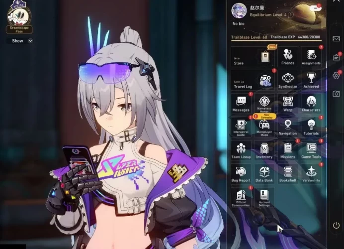 Asia|TL 60|300 Oneric Shard|2 Limited|Silver Wolf LV.999 E6+Sign,Acheron|MC Male|Amphoreus|Take Mail|Check SS(HSR6765)
