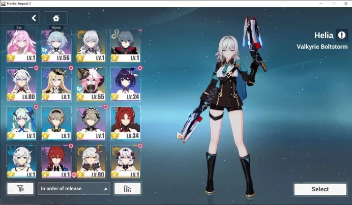 SEA Lv80| 9 Fullset (SeeleHoRe,RitaME,CoralieBFDD,DurandalRS,VitaLP,CoralieVaBl,KianaBaDum,ElysiaHiLo,Etc) 1 ELF +2 AOps (HI879)