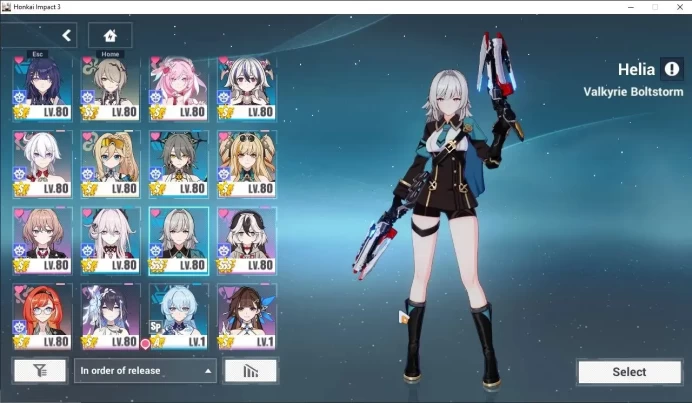SEA Lv80| 9 Fullset (SeeleHoRe,RitaME,CoralieBFDD,DurandalRS,VitaLP,CoralieVaBl,KianaBaDum,ElysiaHiLo,Etc) 1 ELF +2 AOps (HI879)