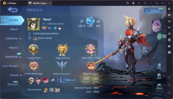 GLOBAL Hero 132 Skin 243|Star Hayabusa|Valentine Fanny|Venom GS|Zodiac Lance|DT Lance+Kimmy|Epic Terizla|Check SS|Renown|ML1864B