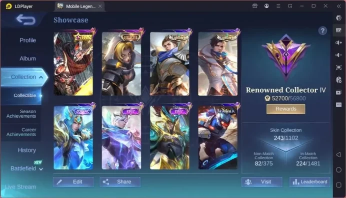 GLOBAL Hero 132 Skin 243|Star Hayabusa|Valentine Fanny|Venom GS|Zodiac Lance|DT Lance+Kimmy|Epic Terizla|Check SS|Renown|ML1864B