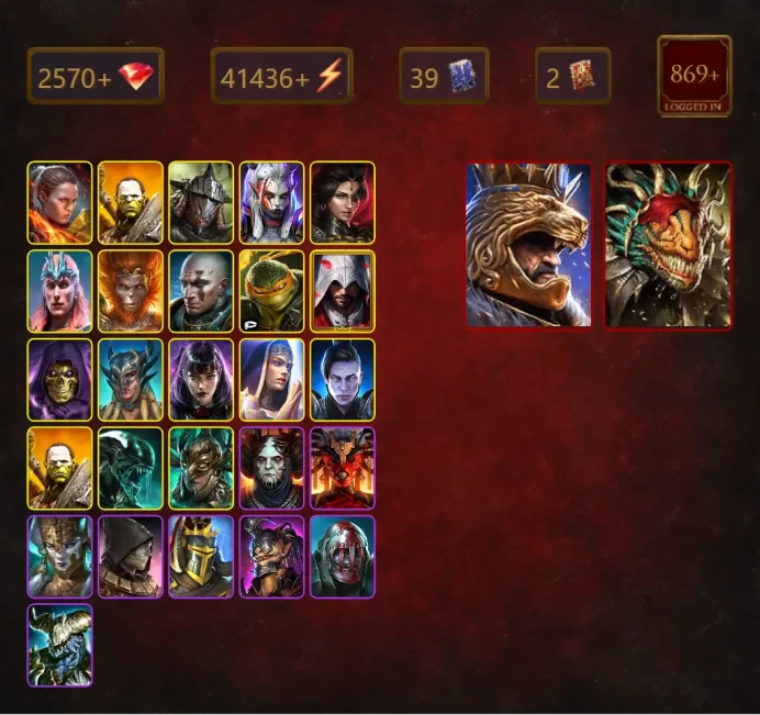 [STARTER][Double Mythical]+Androc+Martyr+Lazarius+Ronda+Ugir the Wyrmeater+Artak+Rathalos+Visix+Adelyn+Loki+Wukong+49Epics