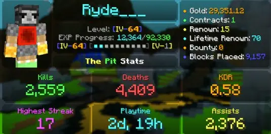 MC28 Hypixel Level: 64 | MVP+ 4 PIT PRESTIGE