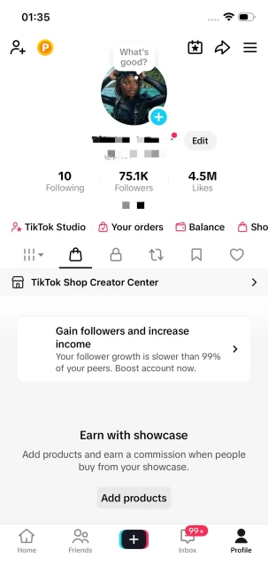 BLOWOUT SALE/75K Real Followers+4.5M Real Likes/ Tiktok Shop For Creator/ Live Stream/ Full Access