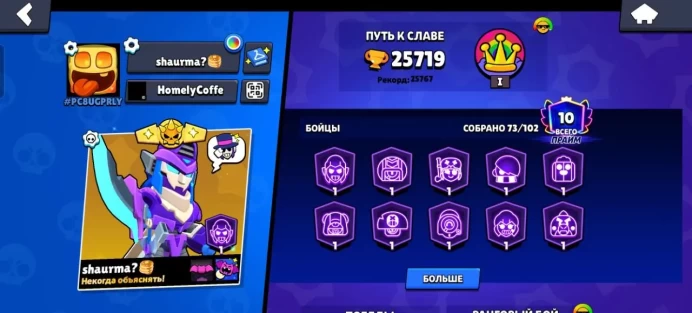 BS761//Trophies 25719 Brawlers 73 Primes 10