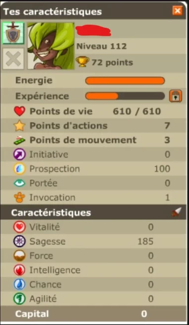 Sadida lvl 112 serveur boune