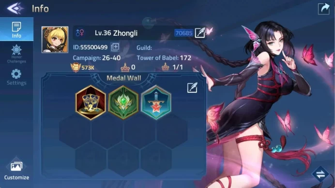 SERVER 70685|LVL 36|573K POWER| CAMPAIGN 26-40 | VIP 5 |CEK SS MLA019B