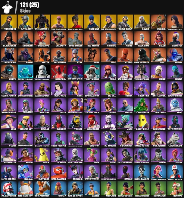 121 skins | Nog Ops | OG STW | The Reaper | Elite Agent | Omega (stage 5) | Rose Team Leader | Sub Commander | Havoc |