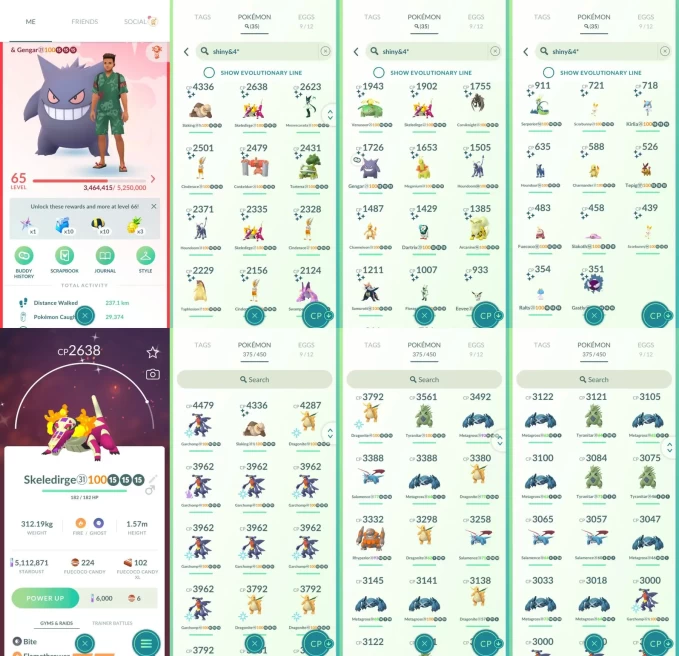 AC1486 -lv 65 Valor | x61 3000CP | x192 2000CP | x30 Legendary | x35 SHUNDO | x97 shiny | x123 100IV | Shundo initials & more | x37 100IV Garcho