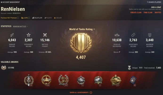 [EU] 13 TIER X | 108 PREMIUM TANK | 3 095 GOLD | 42 672 239 SILVER | TOTAL TANKS 204 | CHANGEABLE PASSWORD |