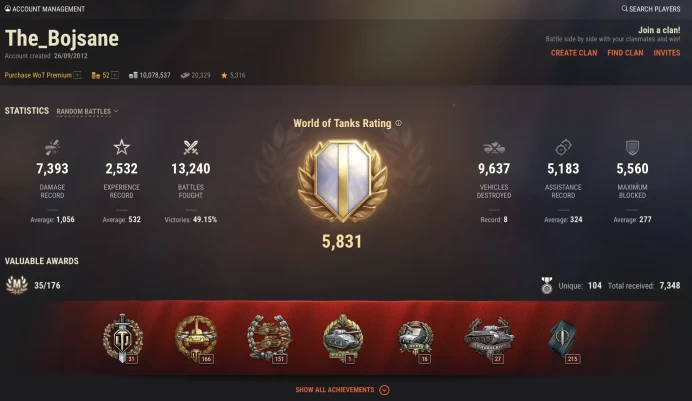 [EU] 15 TIER X | 72 PREMIUM TANK | 52 GOLD | 10 078 537 SILVER | TOTAL TANKS 176 | CHANGEABLE PASSWORD |