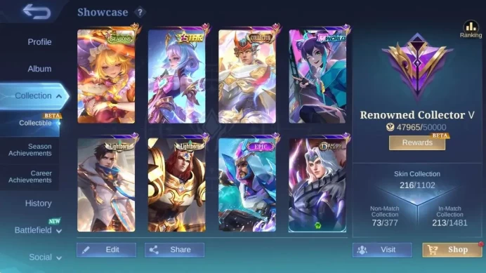 GLOBAL Hero 129 Skin 216|SEASON Floryn|CC Tigreal|ANN Angela|DT Lance+Valir+Ling+Masha|Check SS|Renowned|Expert|ML1881B